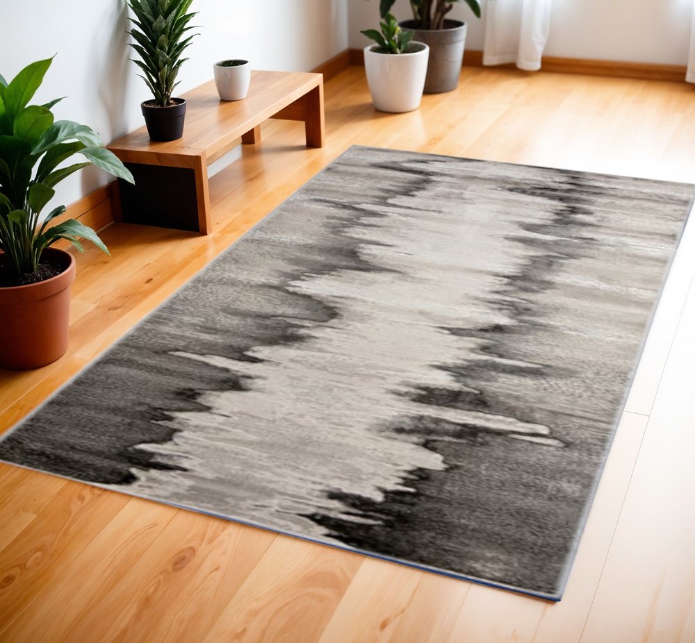 8' X 10' Gray Ivory and Taupe Abstract Power Loom Area Rug