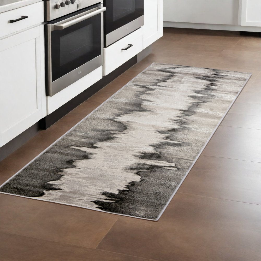 8' X 10' Gray Ivory and Taupe Abstract Power Loom Area Rug