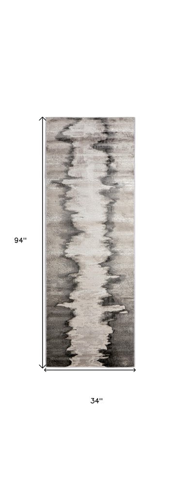 8' X 10' Gray Ivory and Taupe Abstract Power Loom Area Rug