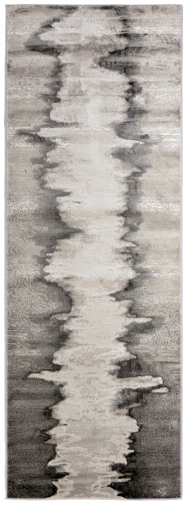 8' X 10' Gray Ivory and Taupe Abstract Power Loom Area Rug