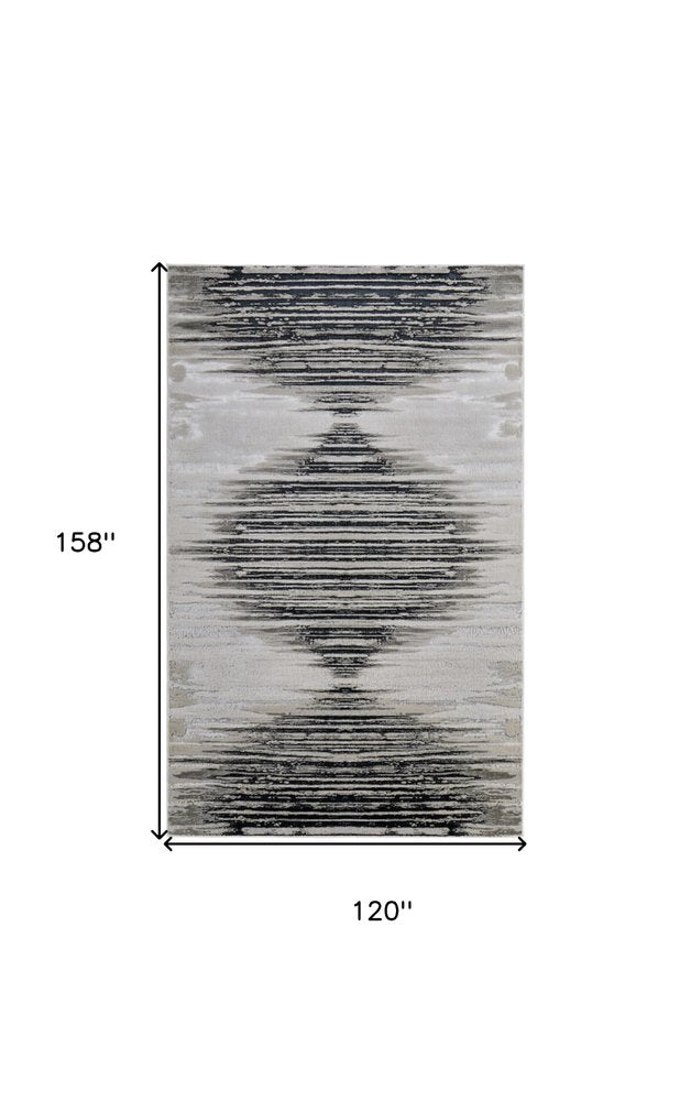 8' X 10' Black Silver And Taupe Geometric Area Rug