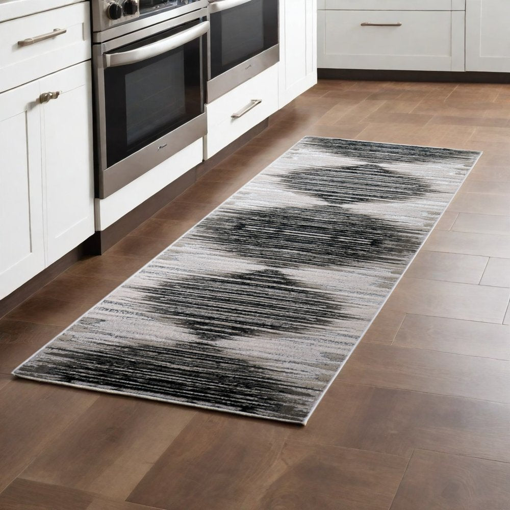 8' X 10' Black Silver And Taupe Geometric Area Rug