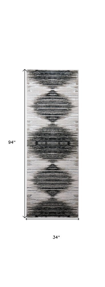 8' X 10' Black Silver And Taupe Geometric Area Rug