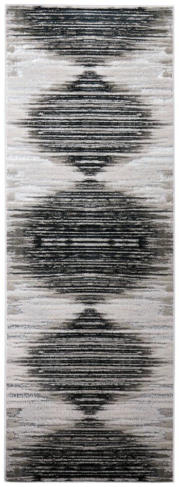 8' X 10' Black Silver And Taupe Geometric Area Rug