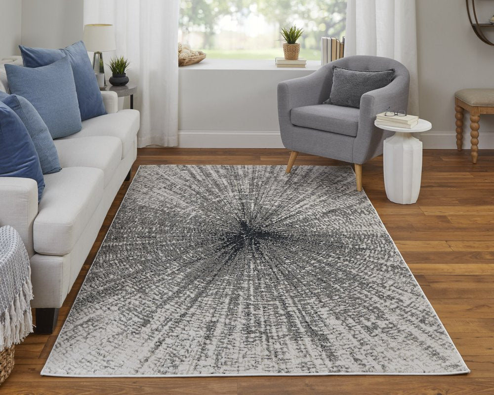 4' X 6' Gray and Ivory Abstract Power Loom Area Rug
