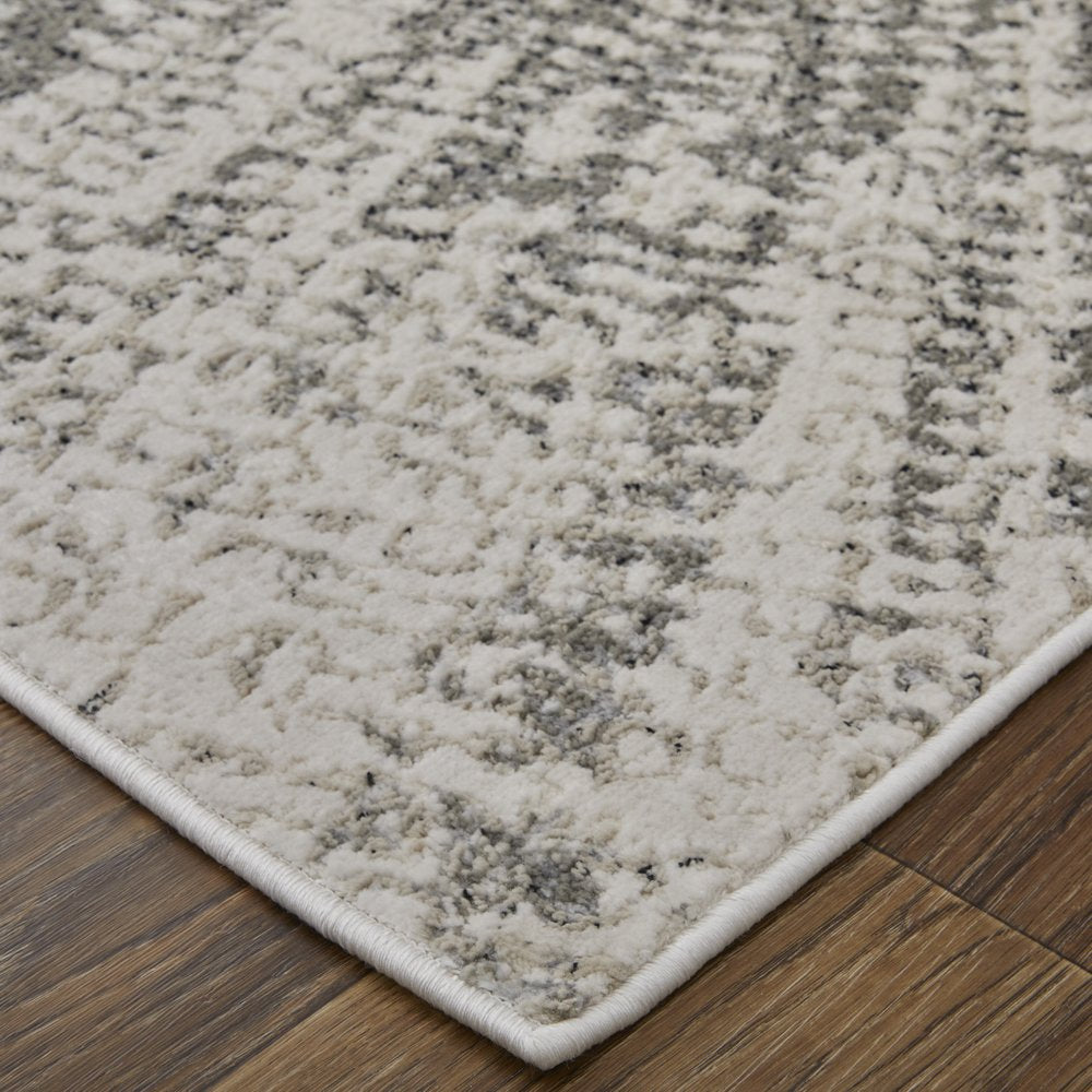 4' X 6' Gray and Ivory Abstract Power Loom Area Rug