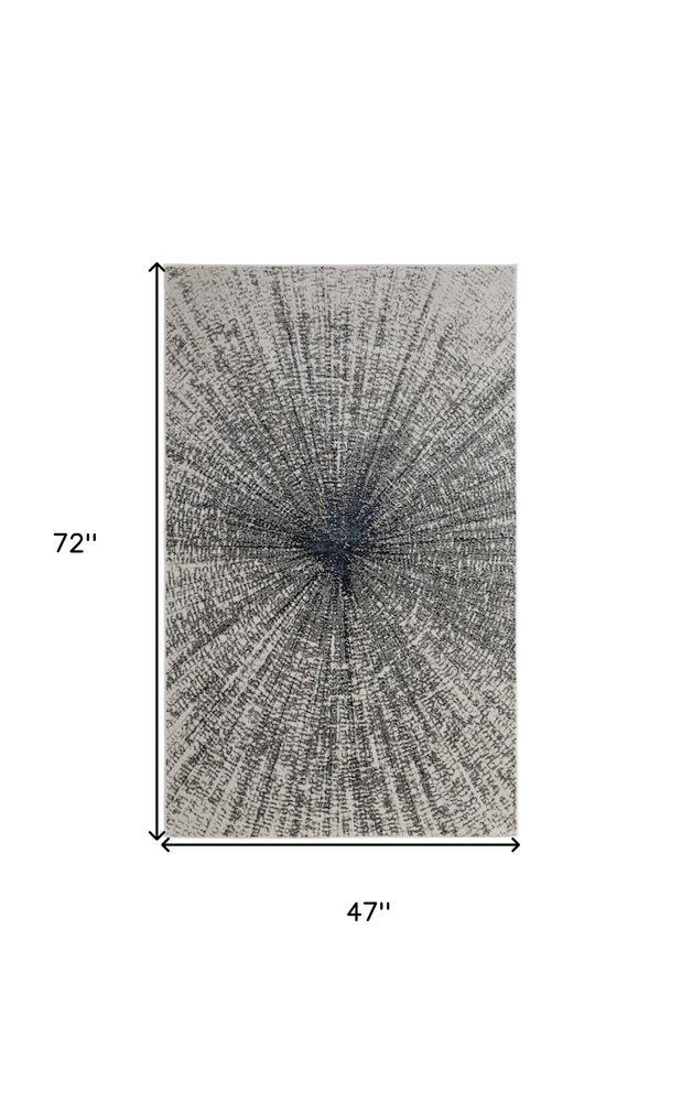 4' X 6' Gray and Ivory Abstract Power Loom Area Rug