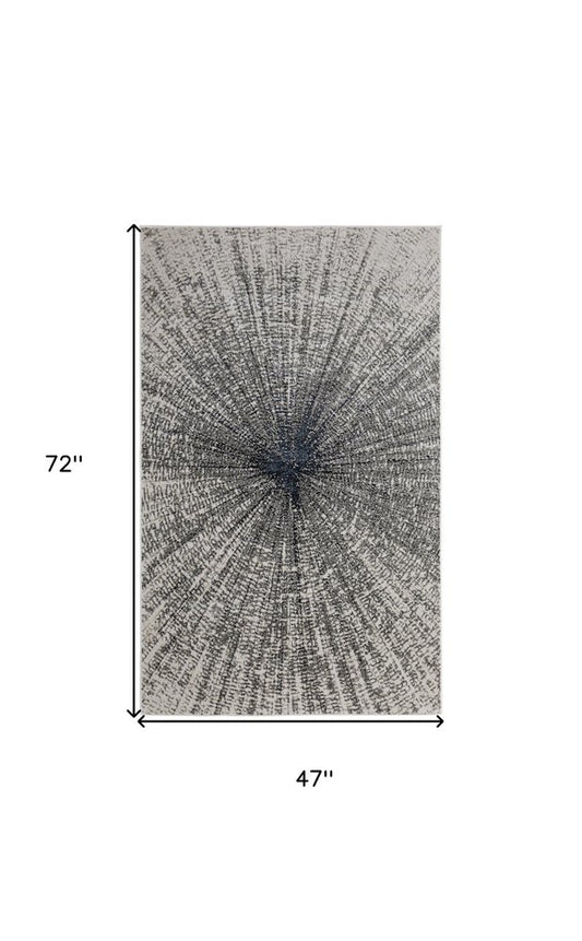 4' X 6' Gray and Ivory Abstract Power Loom Area Rug