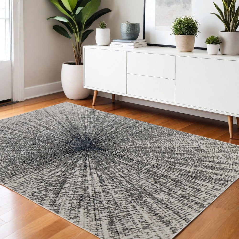 4' X 6' Gray and Ivory Abstract Power Loom Area Rug