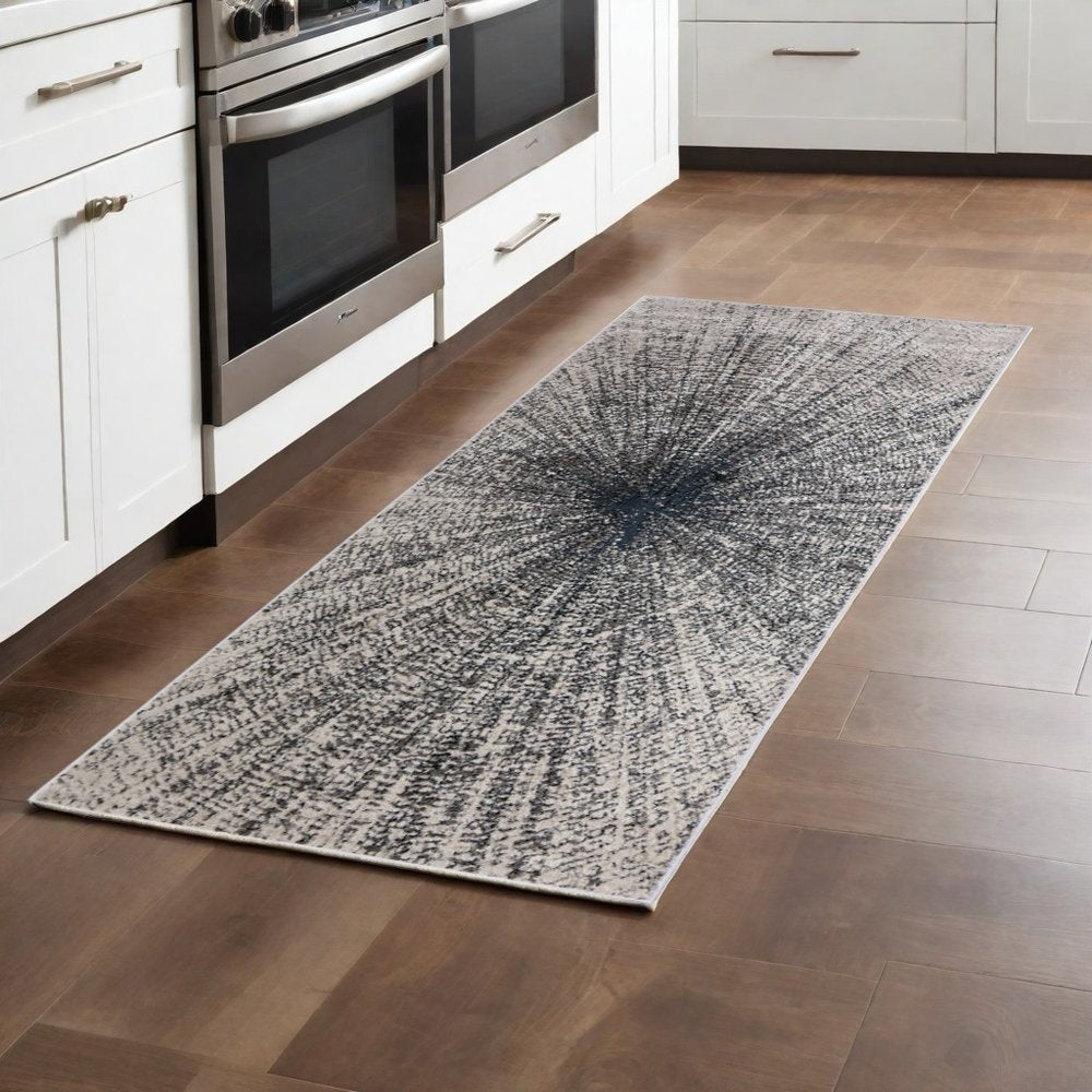 4' X 6' Gray and Ivory Abstract Power Loom Area Rug