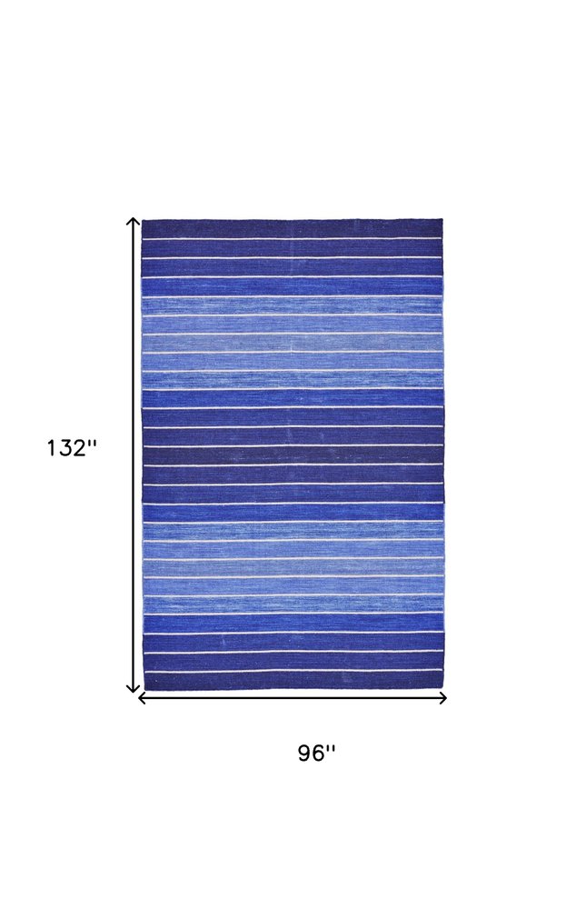 5' X 8' Red Wool Striped Hand Woven Area Rug