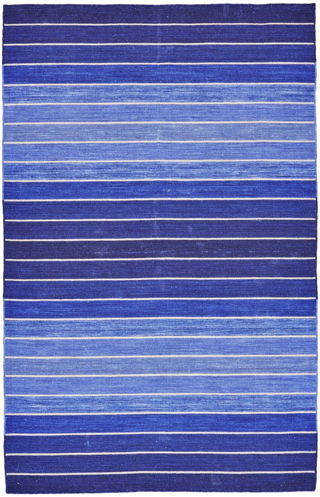 5' X 8' Red Wool Striped Hand Woven Area Rug