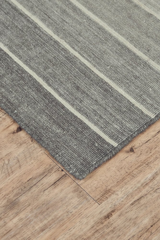 5' X 8' Red Wool Striped Hand Woven Area Rug