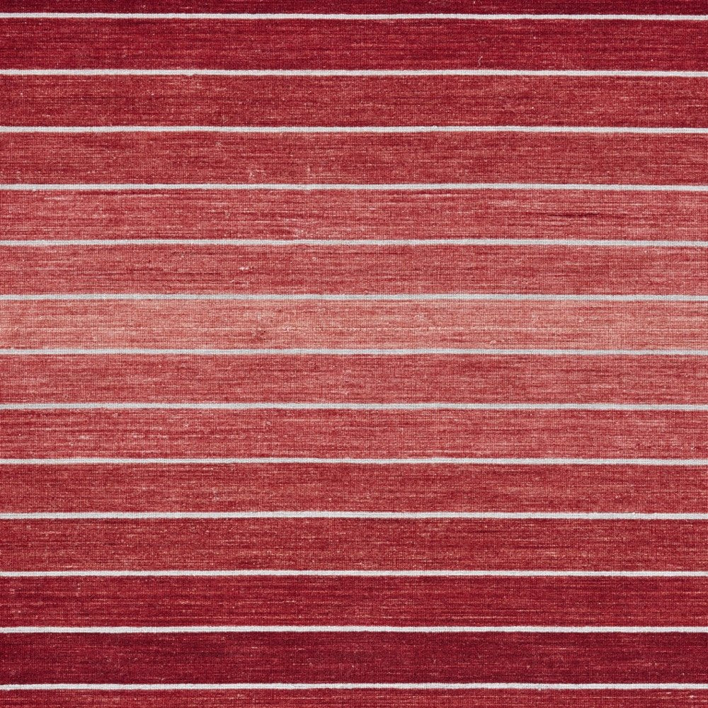 5' X 8' Red Wool Striped Hand Woven Area Rug