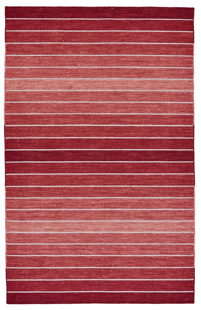 5' X 8' Red Wool Striped Hand Woven Area Rug