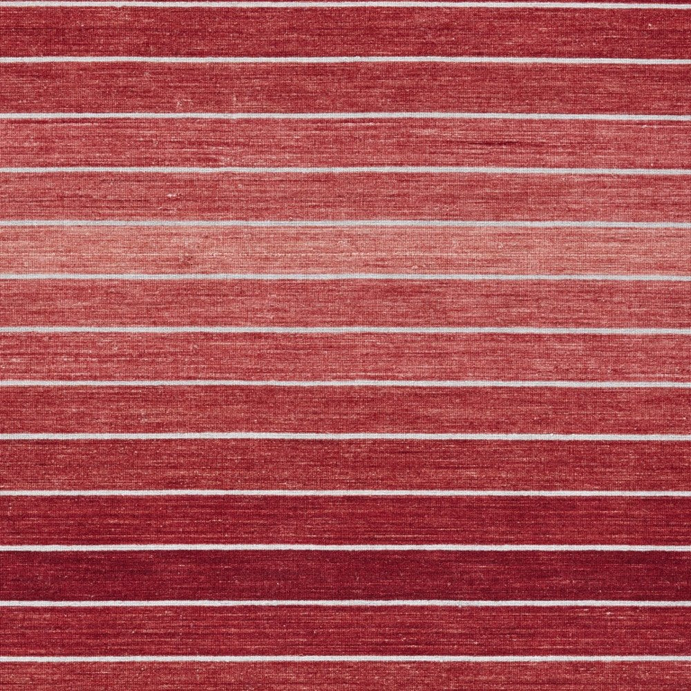 5' X 8' Red Wool Striped Hand Woven Area Rug