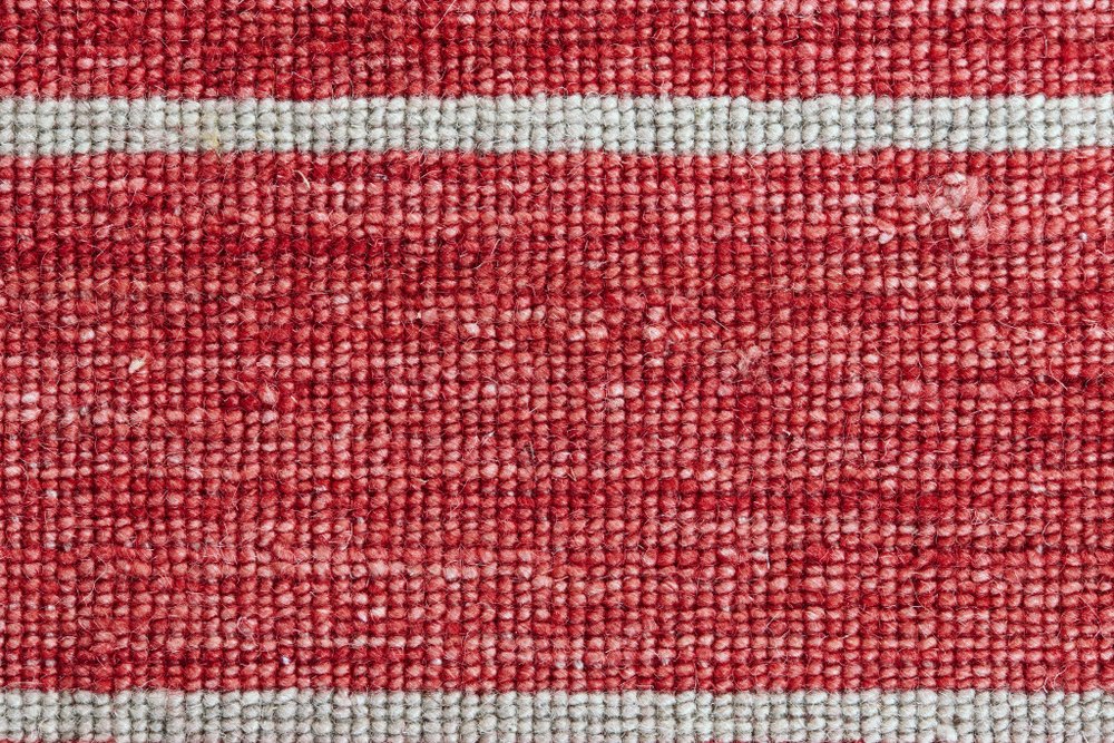 5' X 8' Red Wool Striped Hand Woven Area Rug