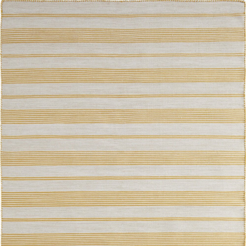 10' X 14' Yellow and Ivory Striped Hand Woven Area Rug