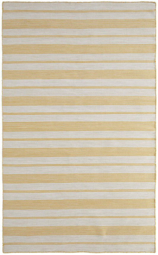 10' X 14' Yellow and Ivory Striped Hand Woven Area Rug