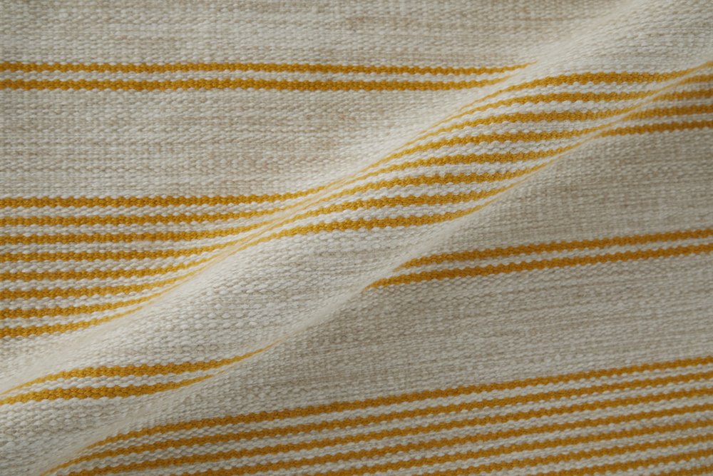 10' X 14' Yellow and Ivory Striped Hand Woven Area Rug