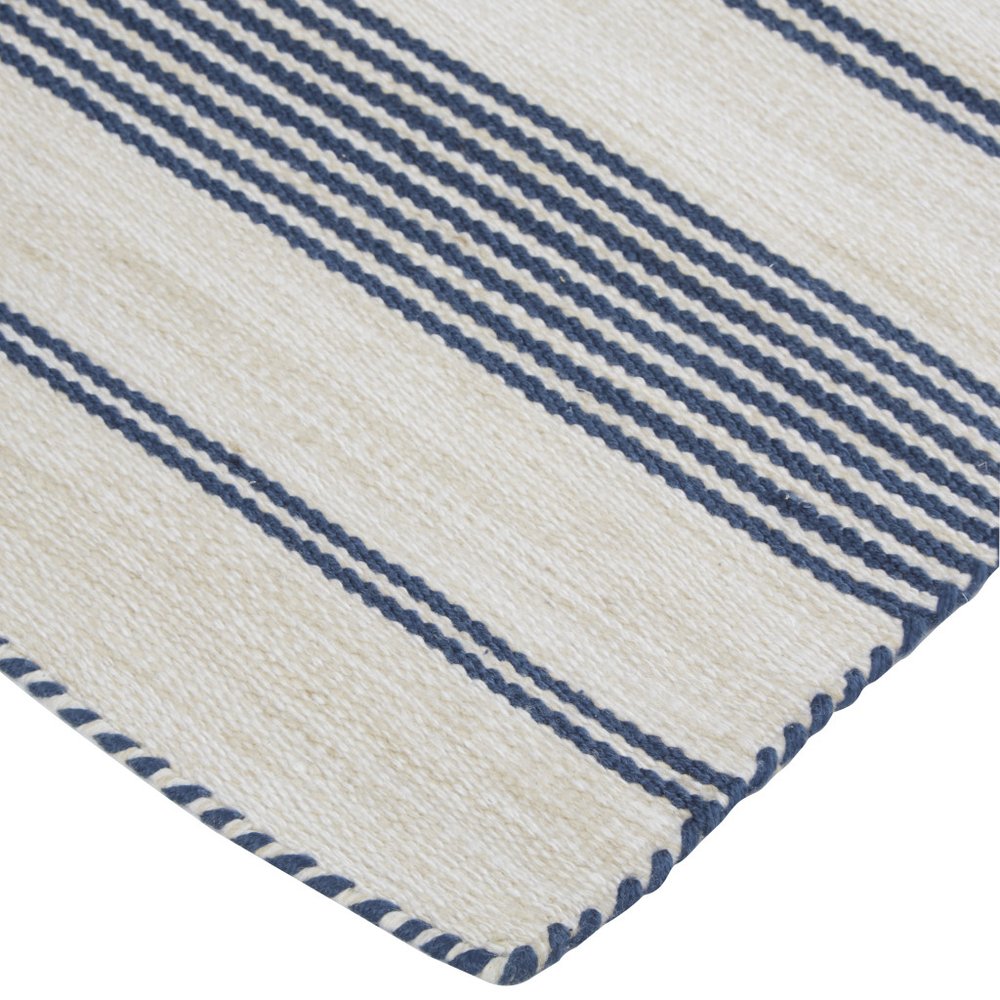 10' X 14' Yellow and Ivory Striped Hand Woven Area Rug