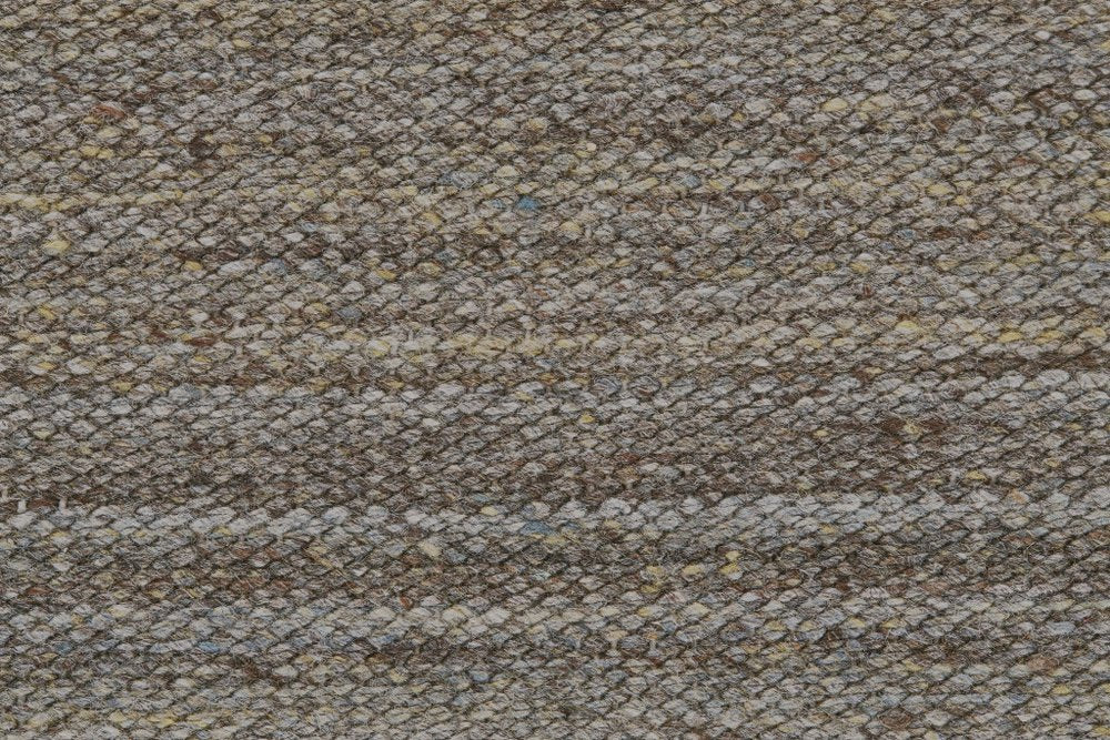 9' X 12' Gray and Green Wool Striped Hand Woven Area Rug With Fringe