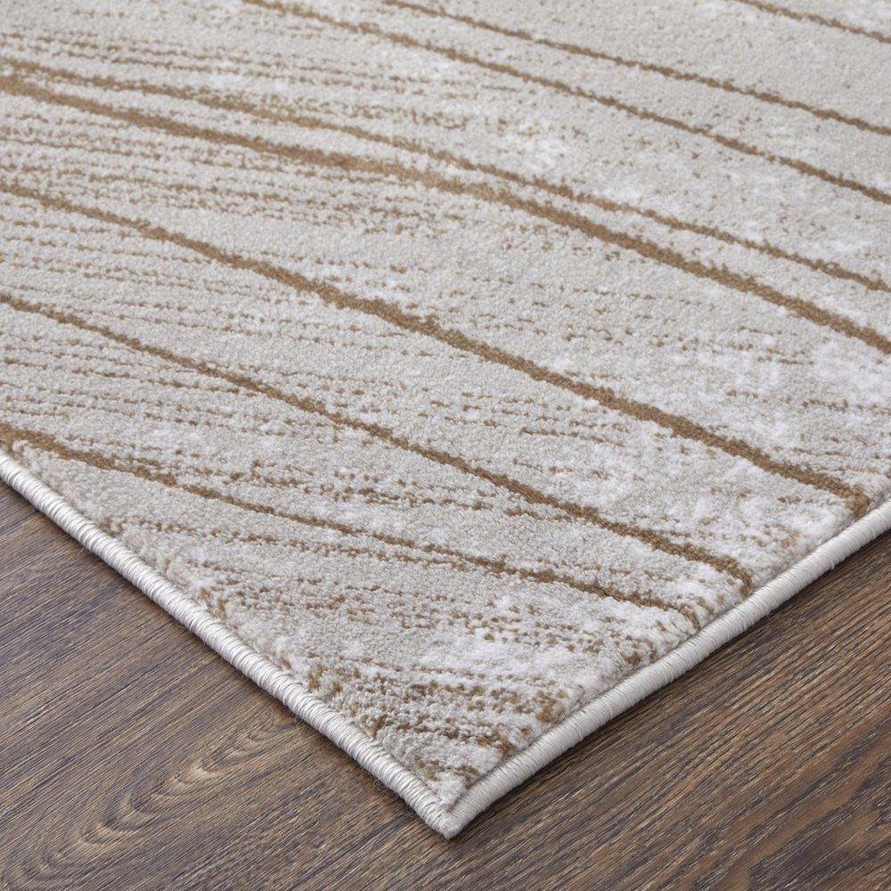 5' X 8' Silver Brown and Taupe Abstract Power Loom Area Rug