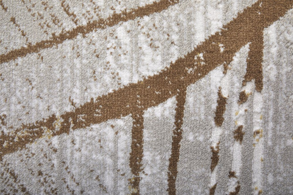 5' X 8' Silver Brown and Taupe Abstract Power Loom Area Rug