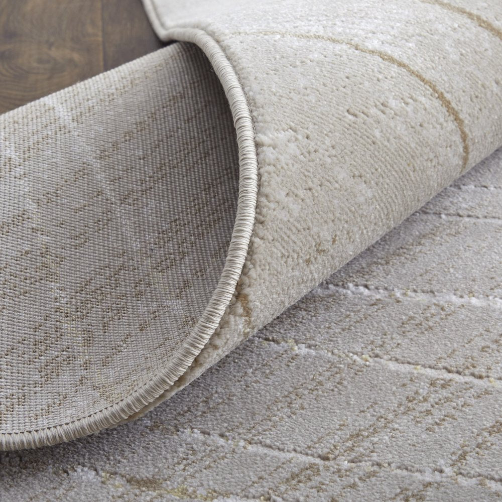 5' X 8' Silver Brown and Taupe Abstract Power Loom Area Rug