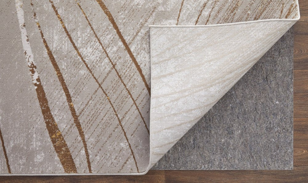 5' X 8' Silver Brown and Taupe Abstract Power Loom Area Rug