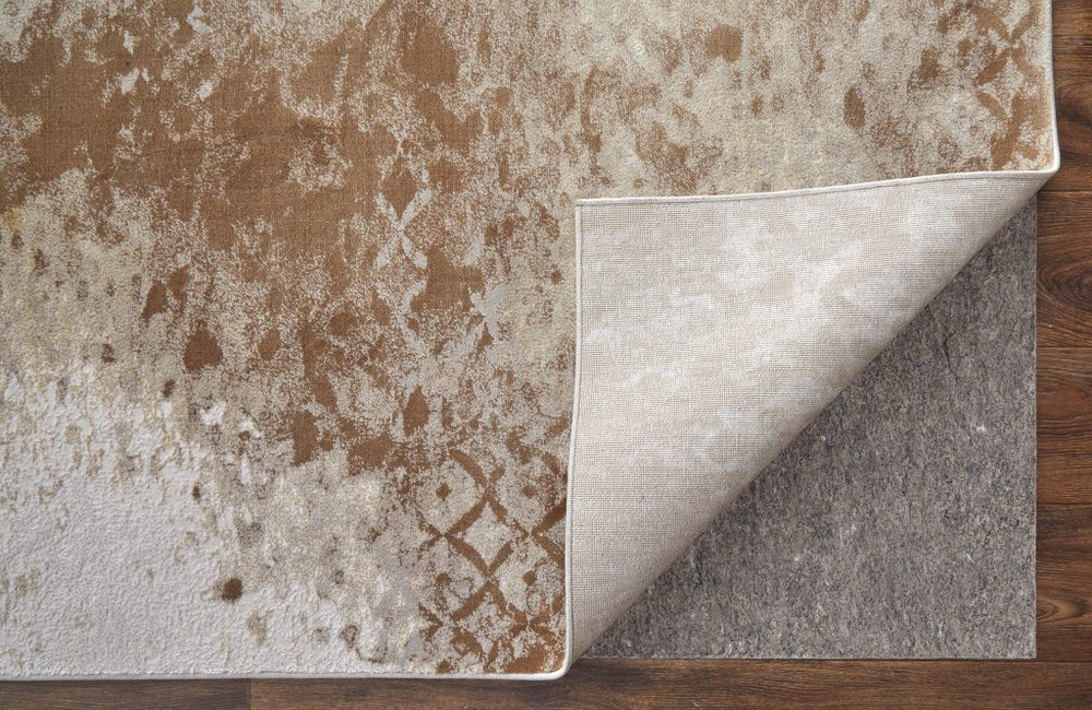 5' X 8' Tan and Ivory Abstract Power Loom Worn Faded Area Rug