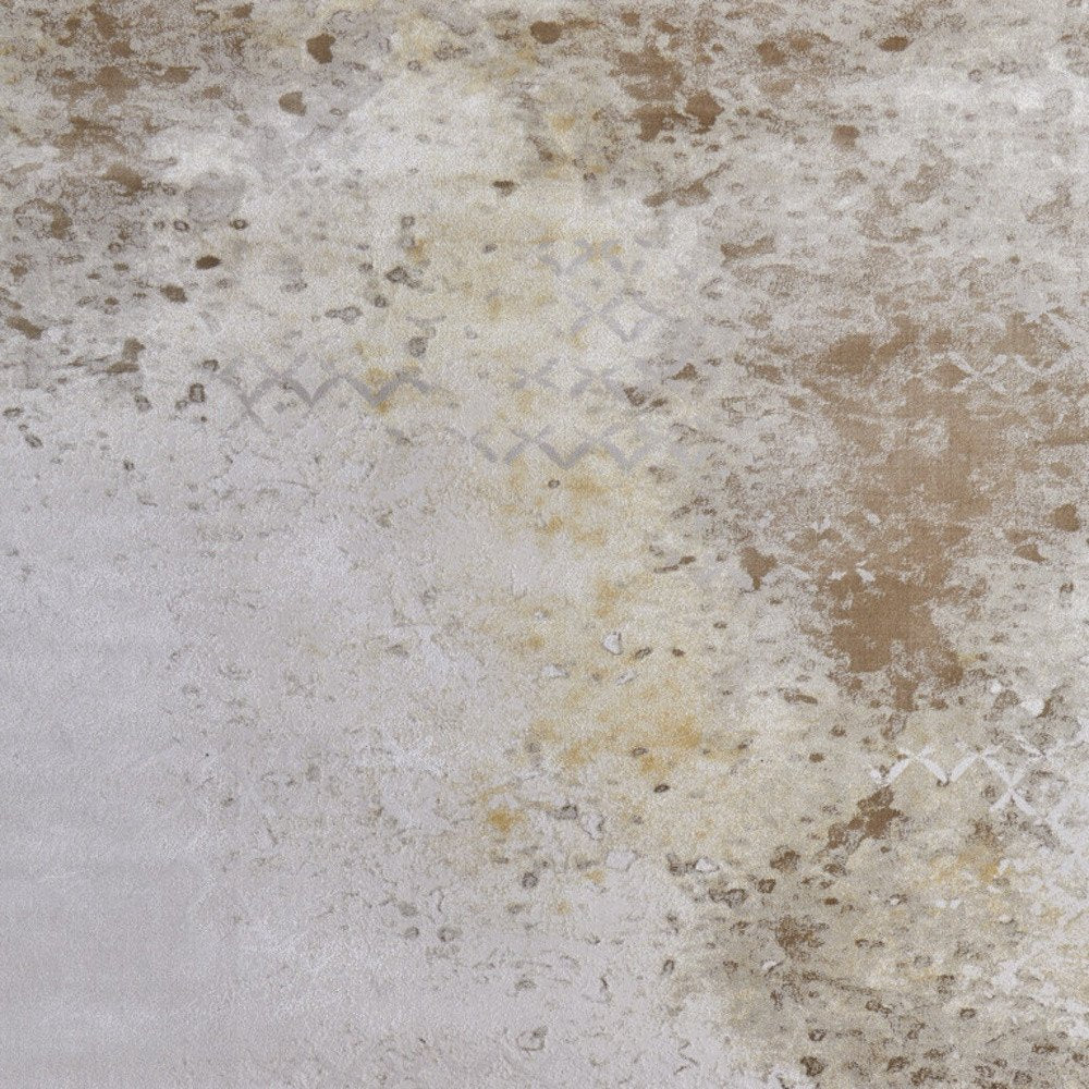 5' X 8' Tan and Ivory Abstract Power Loom Worn Faded Area Rug