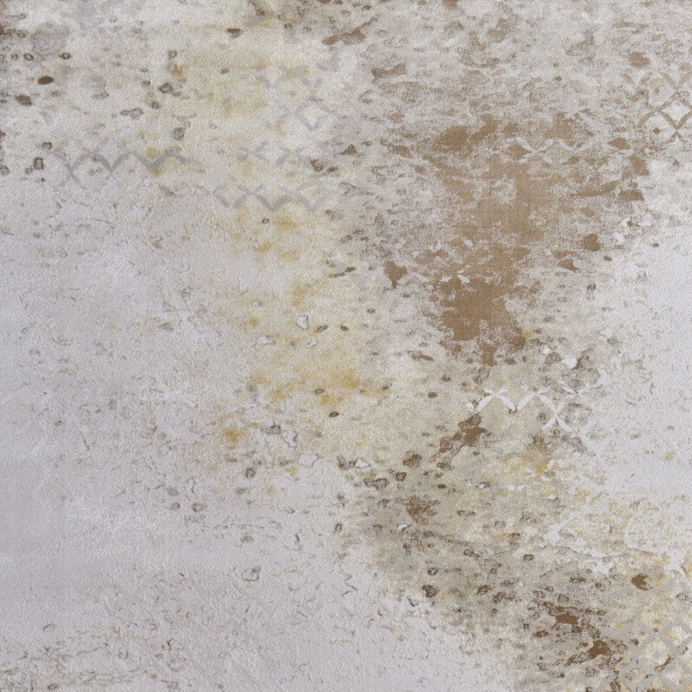 5' X 8' Tan and Ivory Abstract Power Loom Worn Faded Area Rug