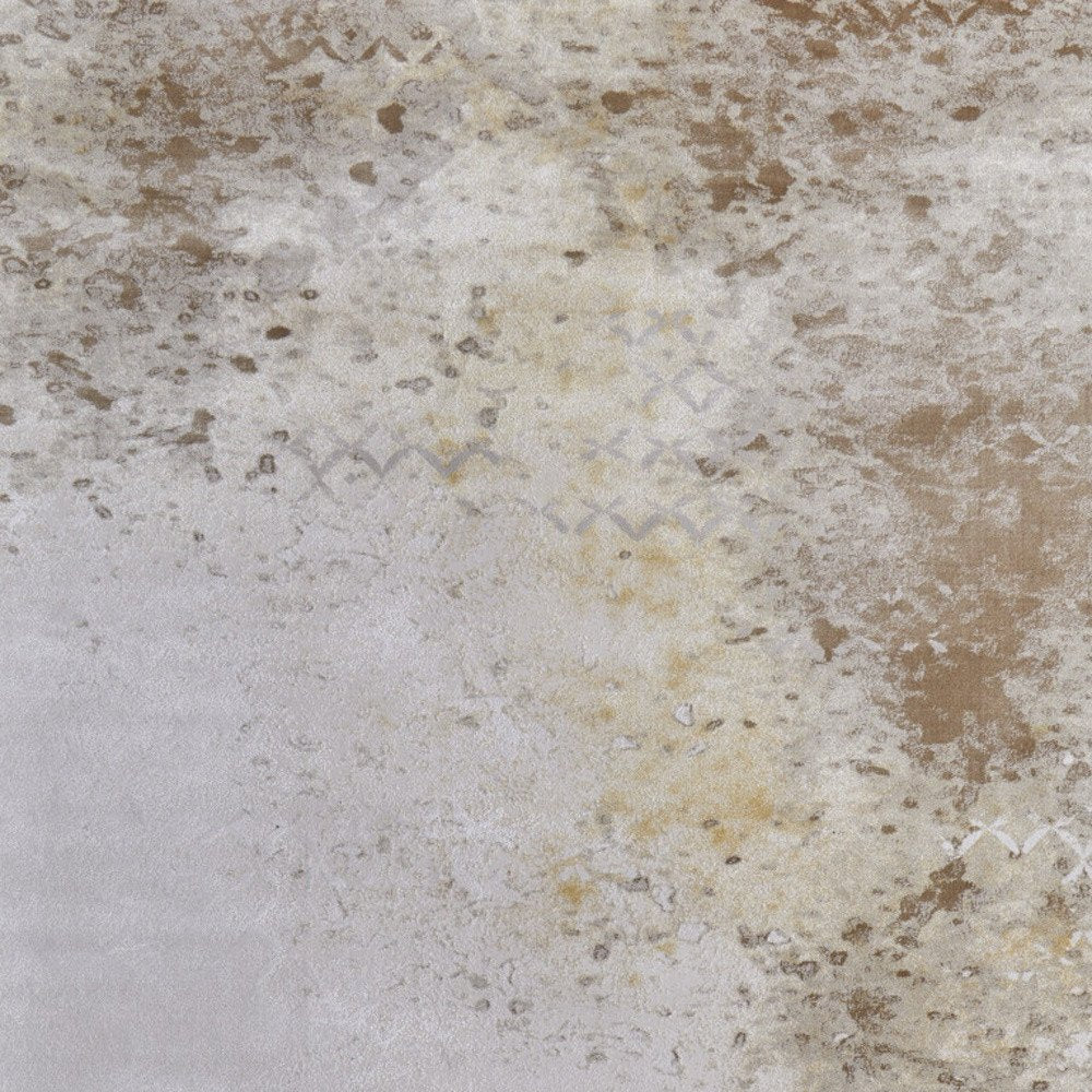 5' X 8' Tan and Ivory Abstract Power Loom Worn Faded Area Rug