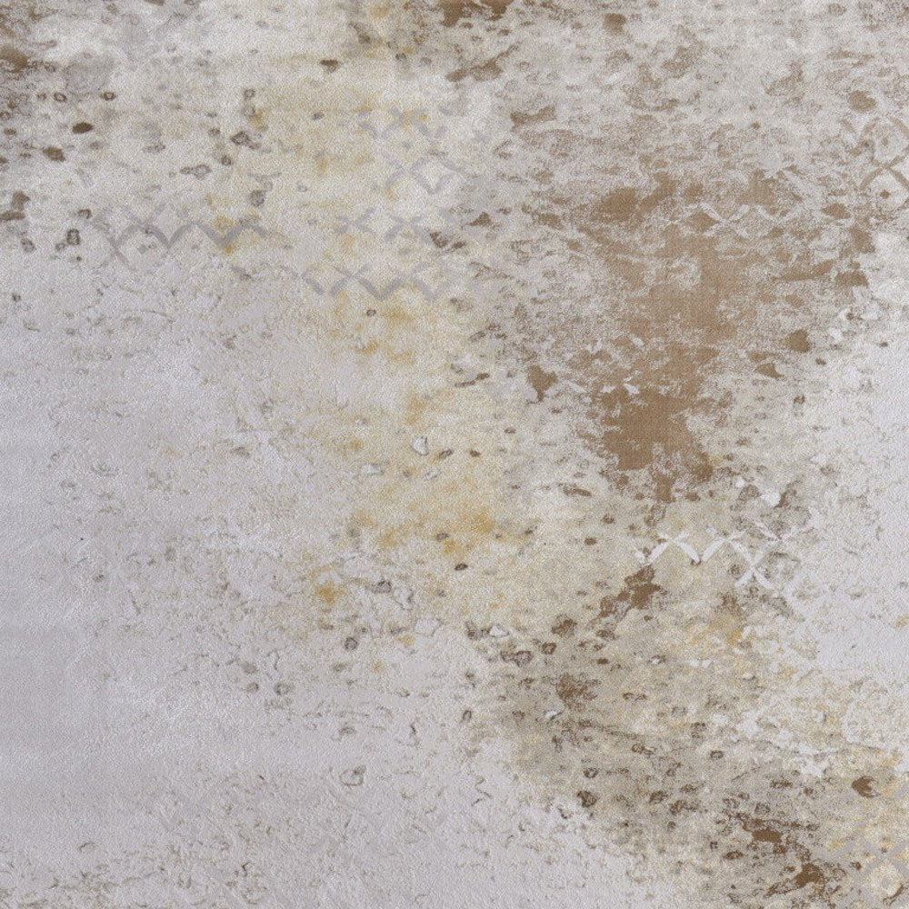 5' X 8' Tan and Ivory Abstract Power Loom Worn Faded Area Rug