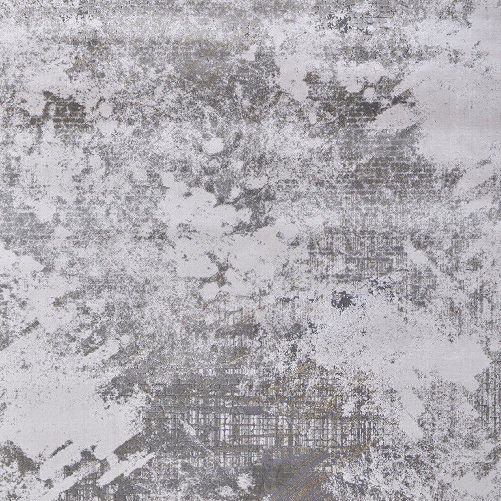 5' X 8' Gray and Silver Abstract Power Loom Worn Faded Area Rug