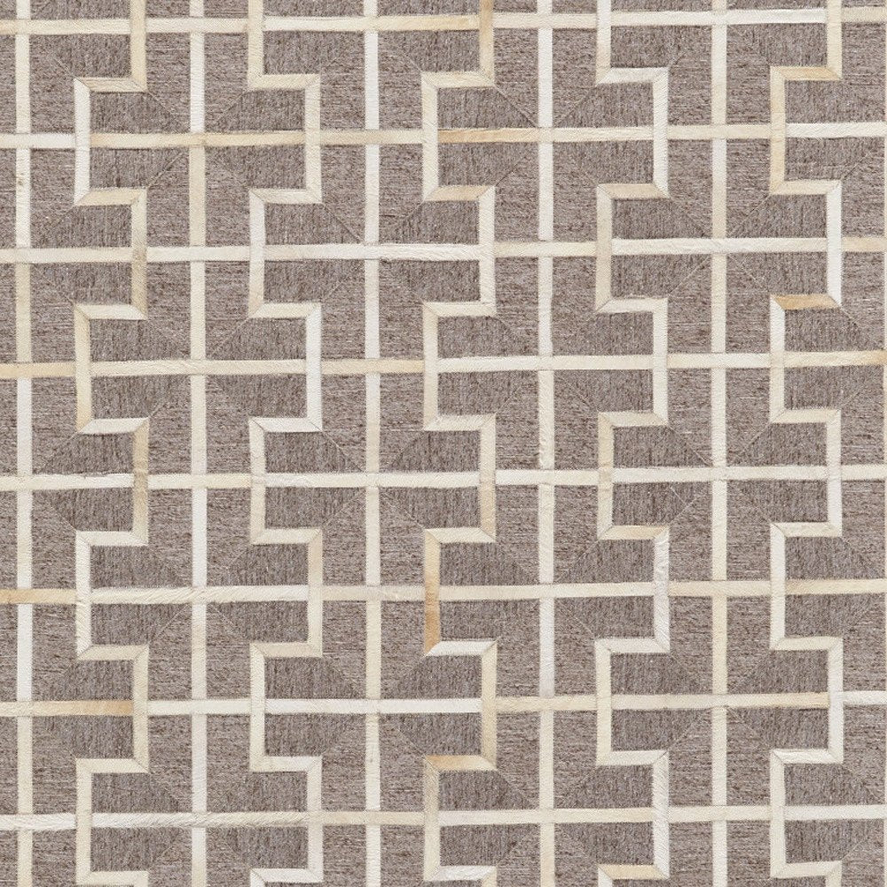 5' X 8' Tan and Ivory Geometric Hand Woven Area Rug