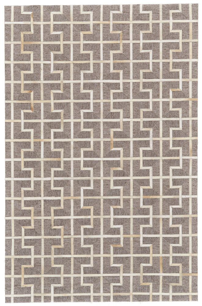 5' X 8' Tan and Ivory Geometric Hand Woven Area Rug