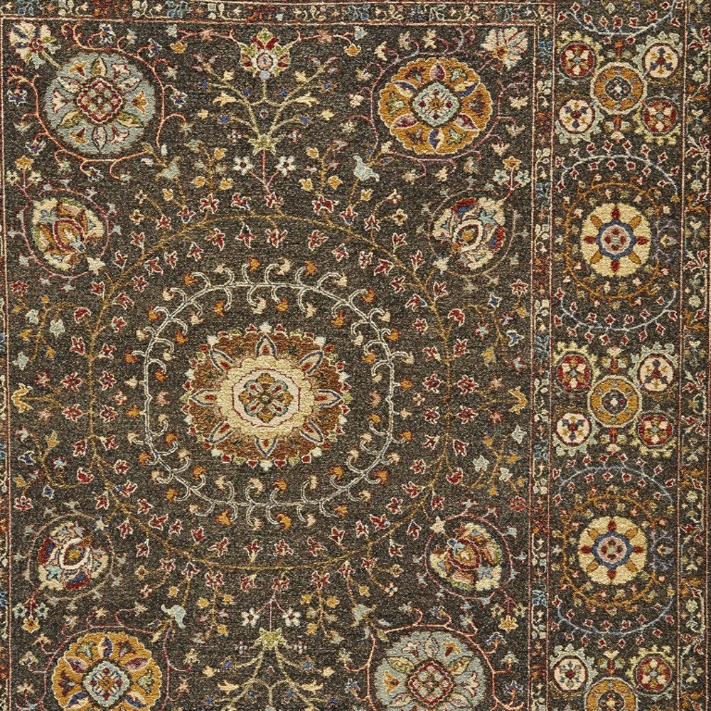 2' X 3' Brown and Gold Wool Geometric Hand Knotted Area Rug