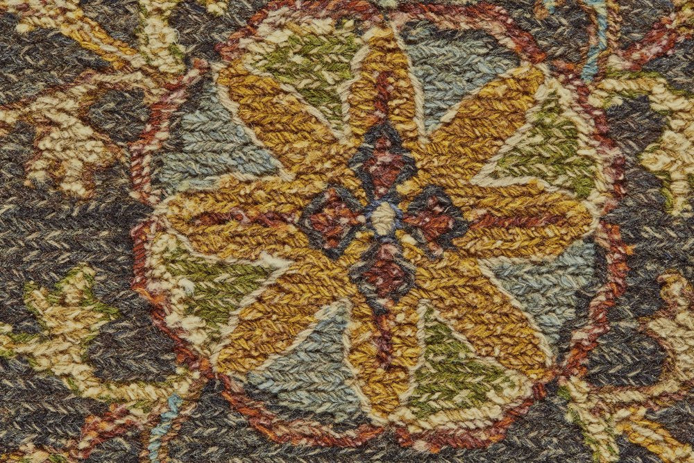 2' X 3' Brown and Gold Wool Geometric Hand Knotted Area Rug