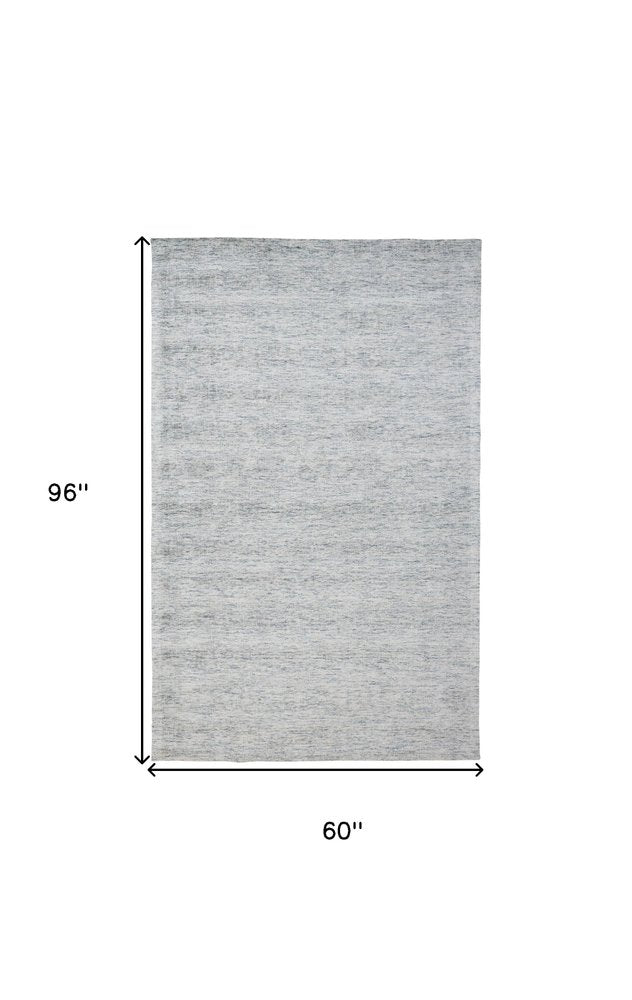 5' X 8' Blue Abstract Hand Woven Area Rug