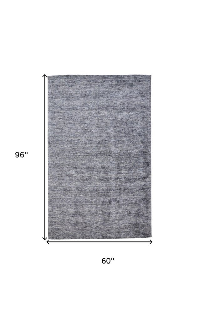 5' X 8' Blue Abstract Hand Woven Area Rug