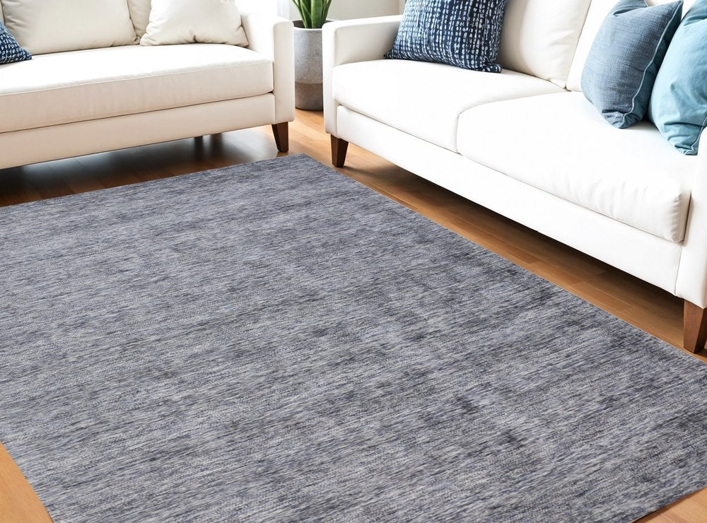 5' X 8' Blue Abstract Hand Woven Area Rug