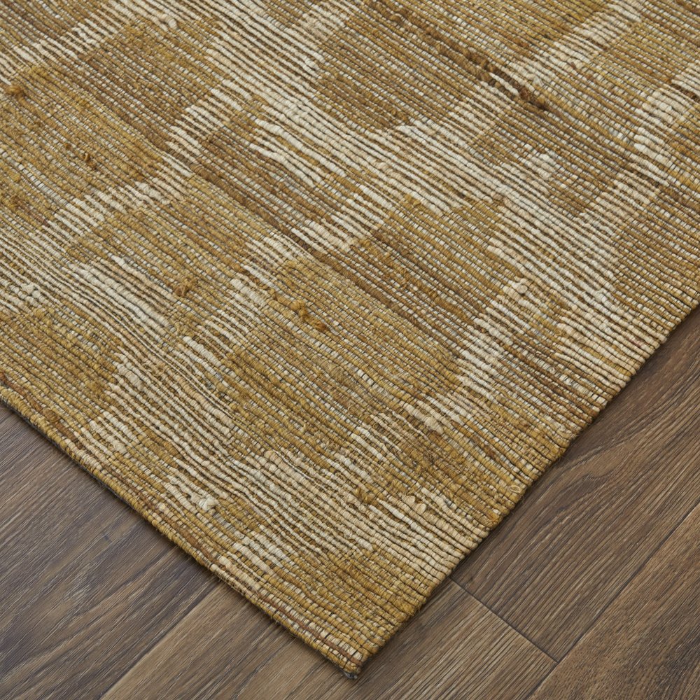 4' X 6' Tan and Ivory Geometric Hand Woven Area Rug