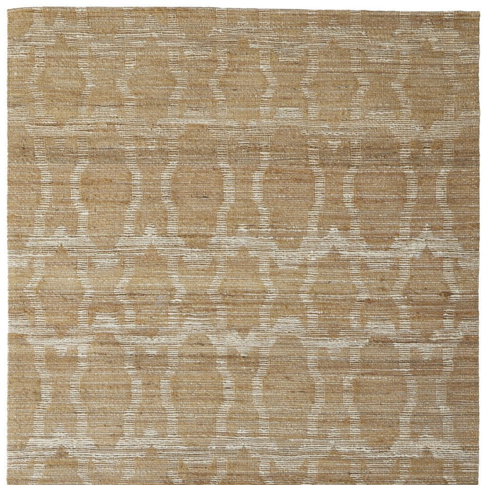 4' X 6' Tan and Ivory Geometric Hand Woven Area Rug