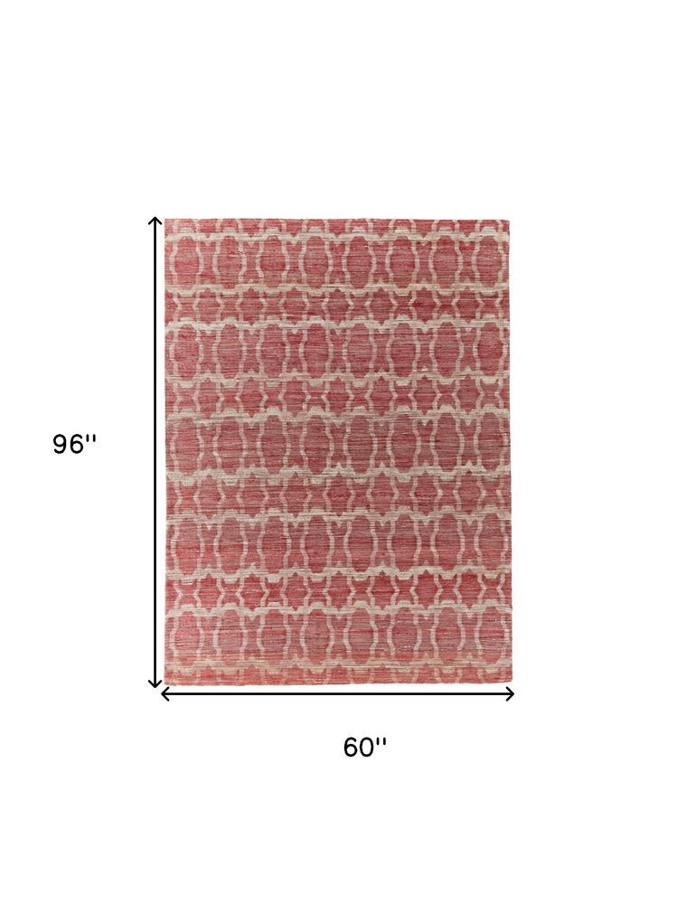 4' X 6' Tan and Ivory Geometric Hand Woven Area Rug