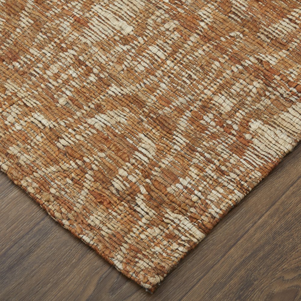 8' X 11' Orange and Tan Geometric Hand Woven Area Rug