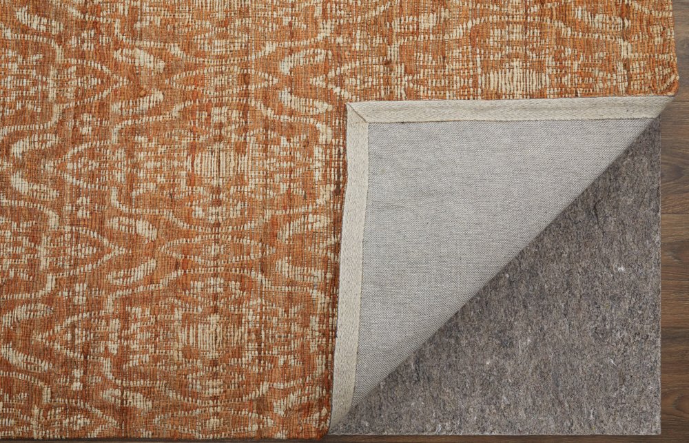 8' X 11' Orange and Tan Geometric Hand Woven Area Rug