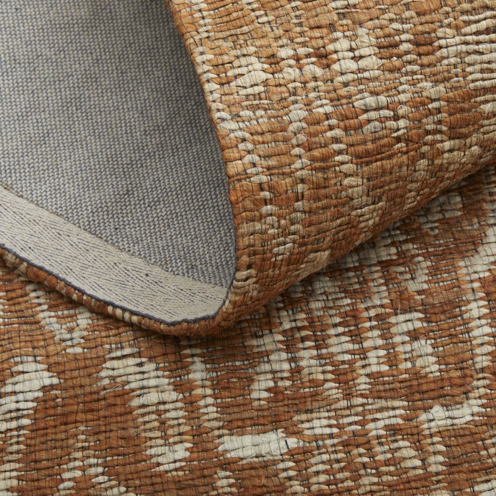 8' X 11' Orange and Tan Geometric Hand Woven Area Rug