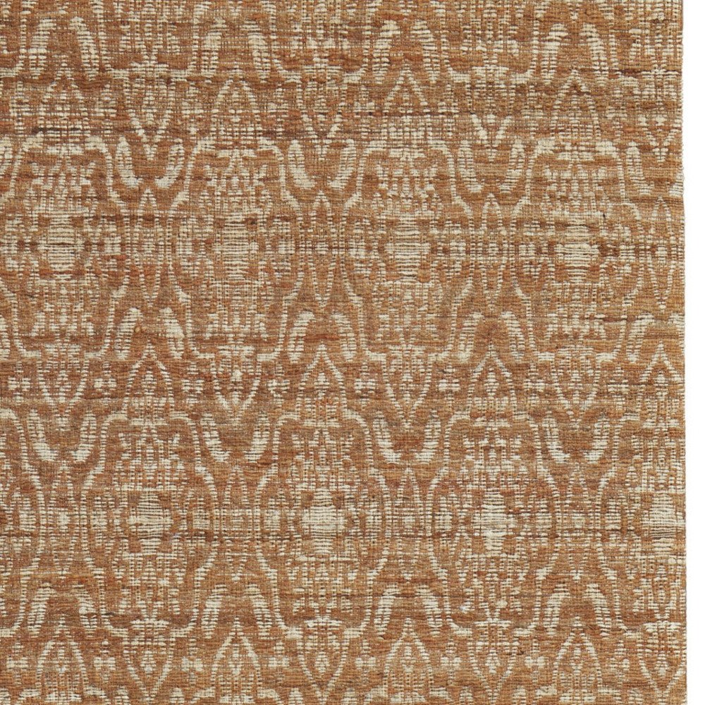 8' X 11' Orange and Tan Geometric Hand Woven Area Rug